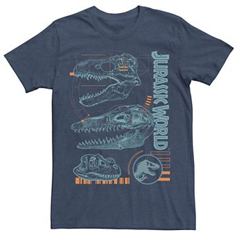 Men's Jurassic World Two Dinosaur Skull Schematic Tee