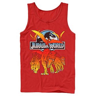 Men's Jurassic World Two Dino Charging Comic Pop Tank Top
