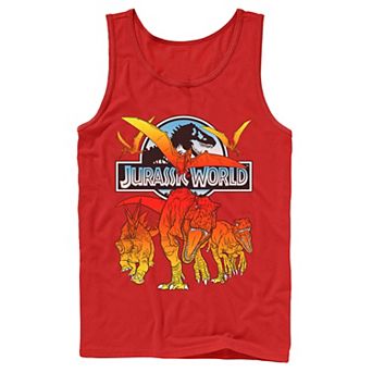 Men's Jurassic World Two Dino Charging Comic Pop Tank Top