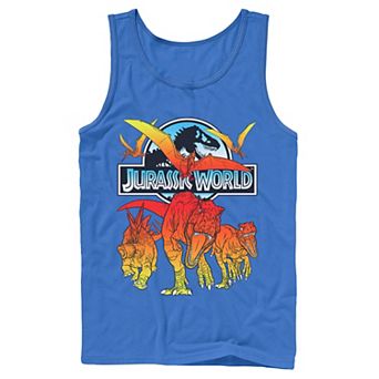 Men's Jurassic World Two Dino Charging Comic Pop Tank Top