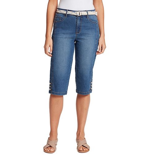 Petite Gloria Vanderbilt Mila Button-Hem Skimmer Jeans