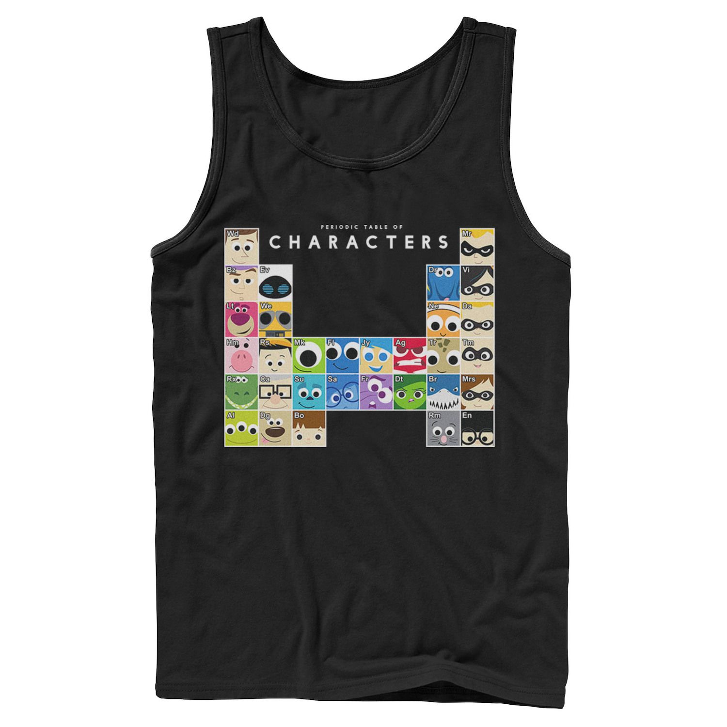 Image for Disney / Pixar Men's Movie Characters Periodic Table Tank Top at Kohl's.
