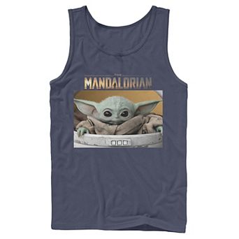 Men's Star Wars The Mandalorian The Child aka Baby Yoda Big Eyes Portrait Logo Tank Top