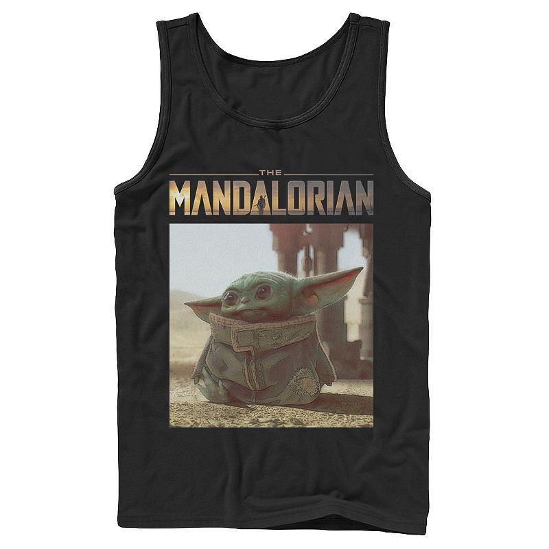 Men's Star Wars The Mandalorian The Child aka Baby Yoda Portrait Logo Tank Top, Size: Large, Black