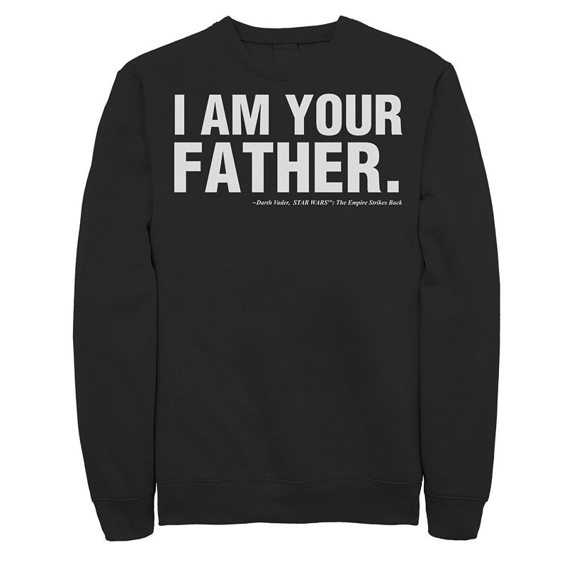 Men's Star Wars Father's Day I Am Your Father Text Movie Quote Sweatshirt, Size: XXL, Black