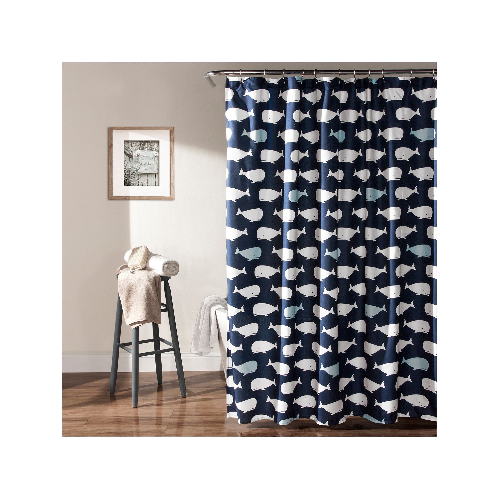 Lush Decor Whale Shower Curtain, Size: 72X72, Blue