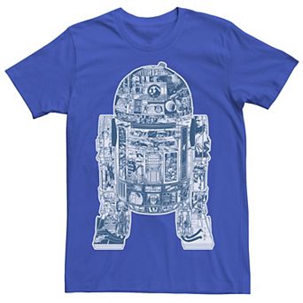 Men's Star Wars R2-D2 Black And White Comic Book Fill Tee