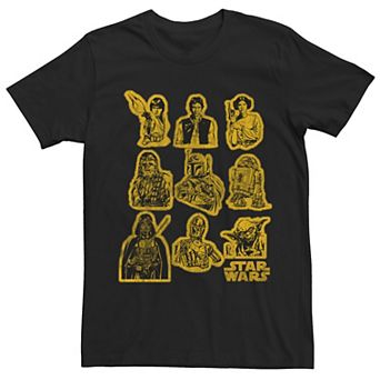 Men's Star Wars Yellow Sticker Characters Tee
