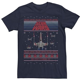Men's Star Wars Red Five Standing By Ugly Christmas Sweater Tee