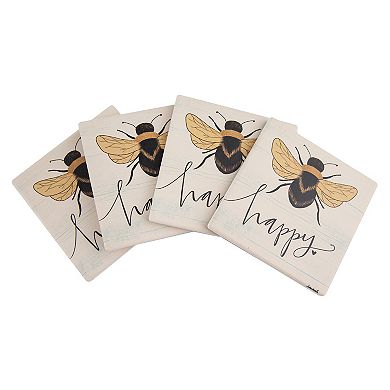 Thirstystone Bee Happy 4-pc. Coaster Set