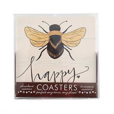 Thirstystone Bee Happy 4-pc. Coaster Set