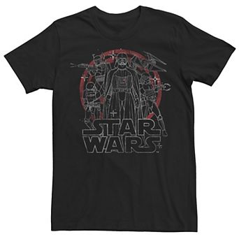 Men's Star Wars Villain Line Art Collage Tee