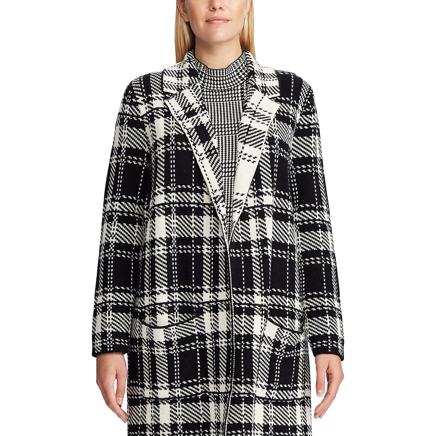 nine west plaid sweater coatigan