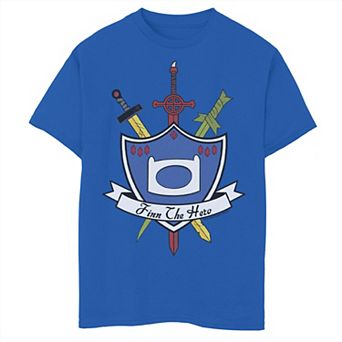Boys 8-20 Adventure Time Finn The Hero Sword And Shield Banner Tee
