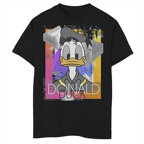 Boys 8 20 Disney Donald Duck Face Portrait Abstract Background Tee - roblox corporation duck face roblox