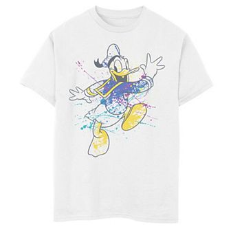 Disney's Donald Duck Boys 8-20 Jumping For Joy Paint Splatter Portrait Graphic Tee