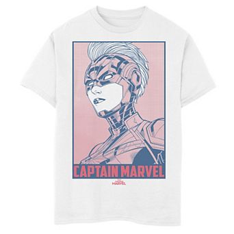 Boys 6-20 Marvel Captain Marvel Portrait Red Dot Build Up Tee