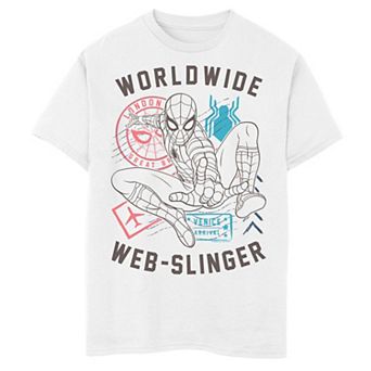 Boys 8-20 Marvel Spider-Man Far From Home Worldwide Web-Slinger Poster Tee