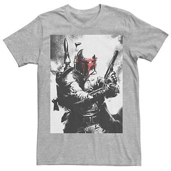 Men's Star Wars Boba Fett Faded Action Portrait Poster Tee