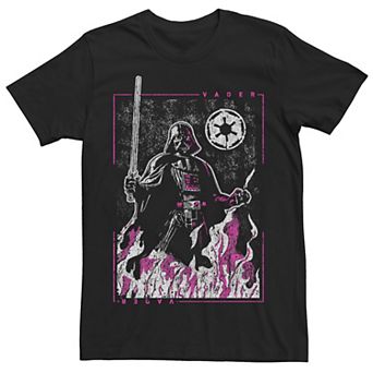 Men's Star Wars Darth Vader Empire Emblem Pink Flame Portrait Tee