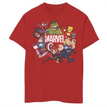 Boys 8-20 Marvel Avengers Cartoon Action Collage Group Shot Tee