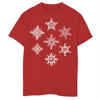 Boys 8-20 Marvel Snowflake Symbols Christmas Tee