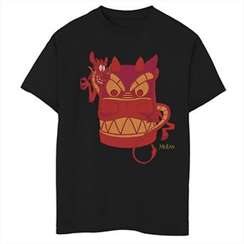 Disney's Mulan Mushu Boys 8-20 Red Stone Dragon Pose Tee
