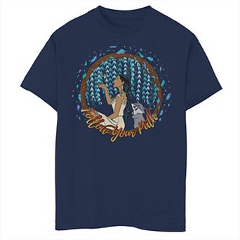 Disney's Pocahontas Boys 8-20 Follow Your Path Circle Text Tee
