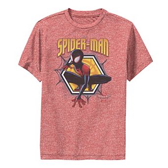 Men's Marvel Spiderverse Spider-Man Golden Hexagon Premium Tee