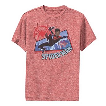 Boys 8-20 Marvel Spiderverse Miles Kick Above City Premium Tee