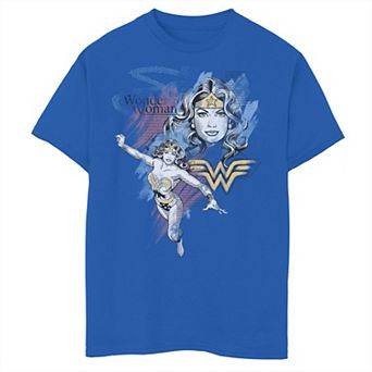 Boys 6-20 DC Comics Wonder Woman Vintage Watercolor Sketch Portrait Tee