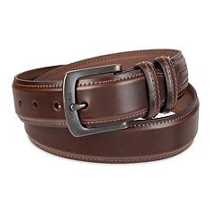 Genuine Dickies Men's Two-In-One Reversible Black to Brown Double Stitch  Belt With Big & Tall Sizes 