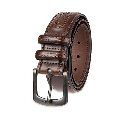 Big & Tall Columbia Double Loop-Stitched Leather Belt