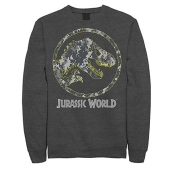 Men's Jurassic World Camouflage Yellow Outline Fossil Coin Logo Sweashirt