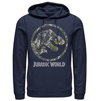 Men's Jurassic World Camouflage Yellow Outline Fossil Coin Logo Hoodie