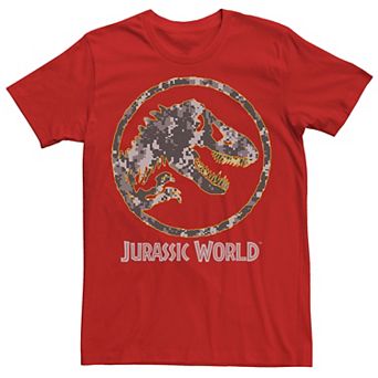 Men's Jurassic World Camouflage Yellow Outline Fossil Coin Logo Tee