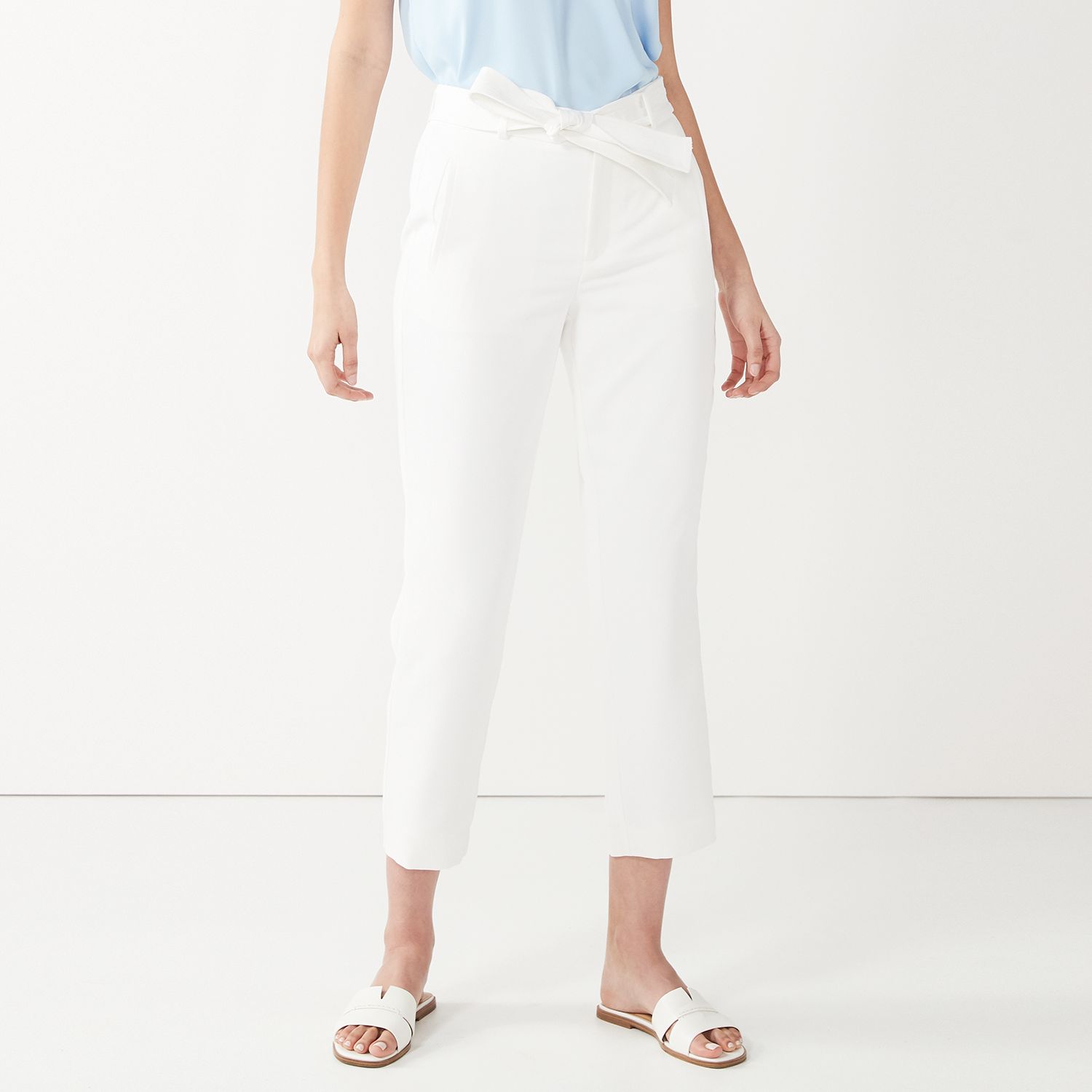 womens white tapered trousers