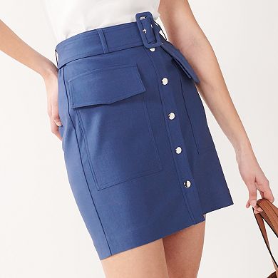 Women's Nine West Belted Patch-Pocket Skirt