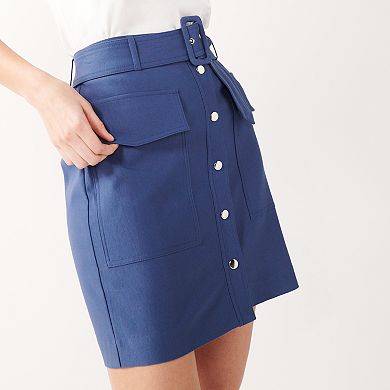 Women's Nine West Belted Patch-Pocket Skirt