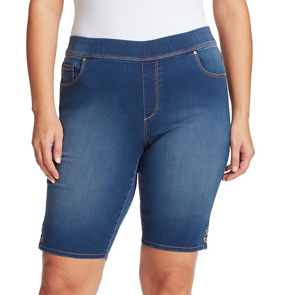 Gloria Vanderbilt AVERY pull-on comfort waist denim bermuda shorts 22W 24W NEW 