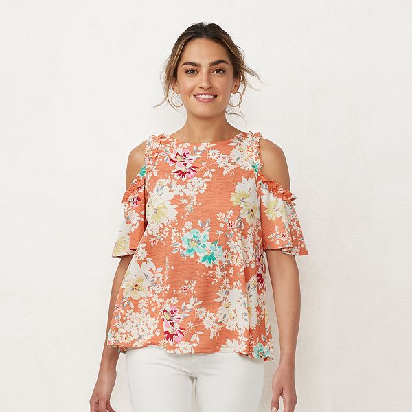 Women's LC Lauren Conrad Ruffle Cold-Shoulder Top