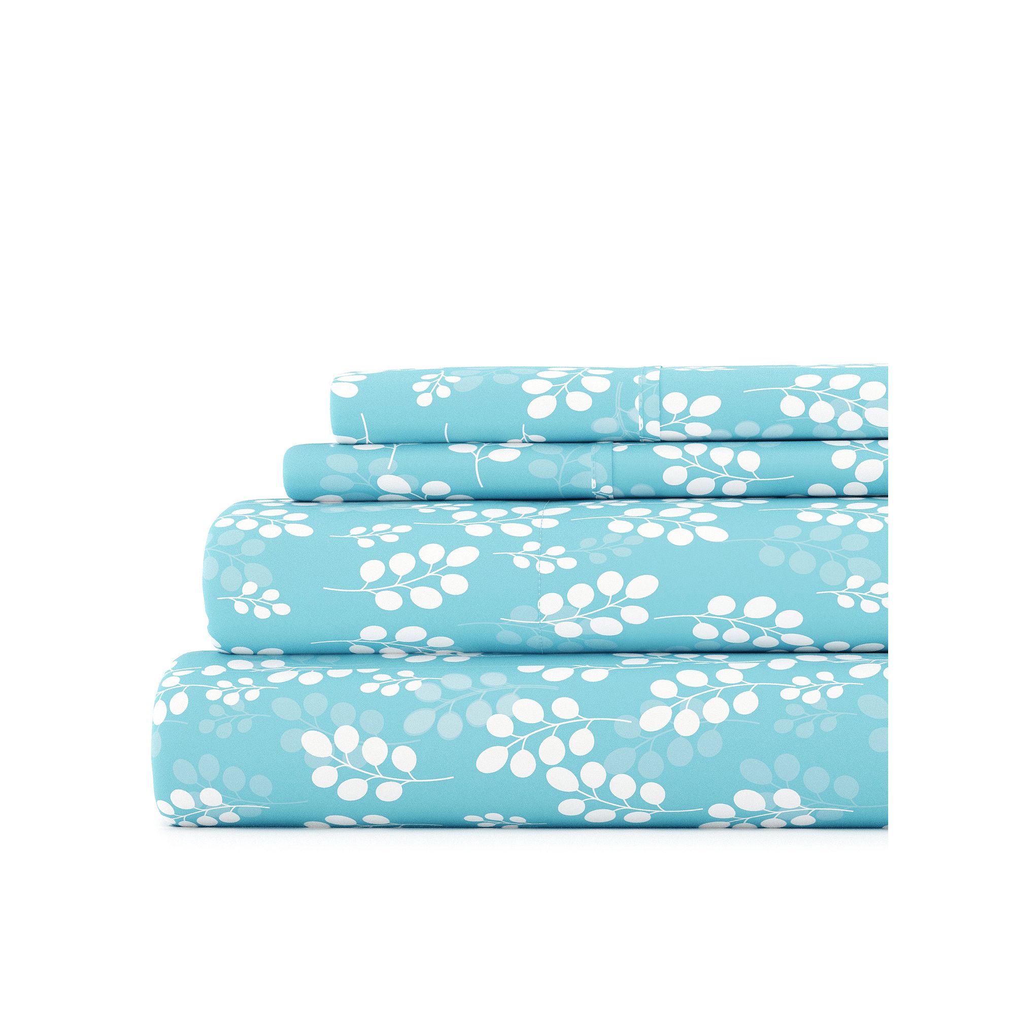 Home Collection Floral Printed Sheet Set, Blue Wheatfield