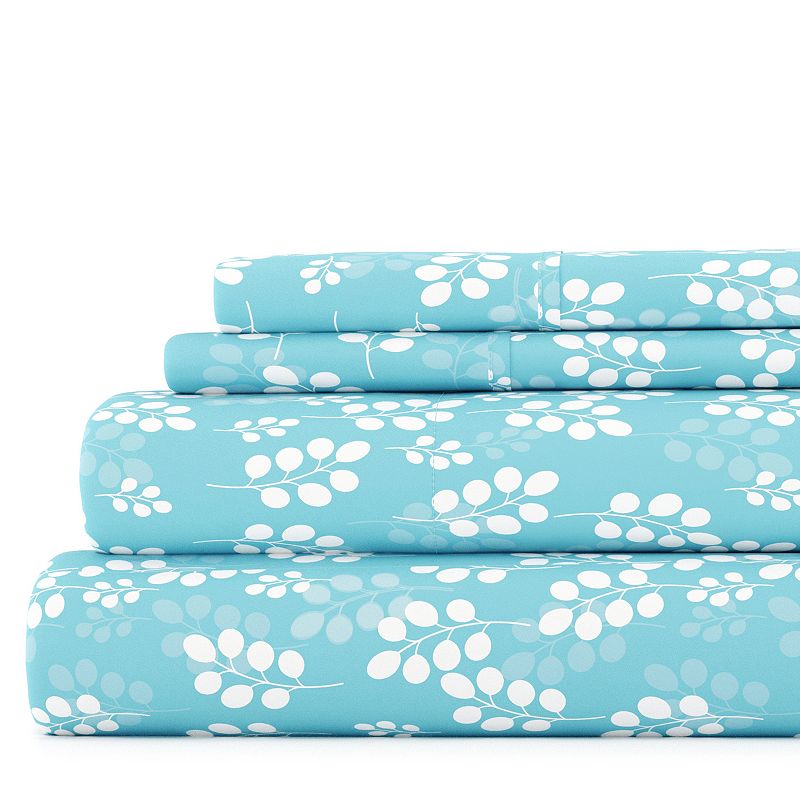 Home Collection Floral Printed Sheet Set, Blue, King Set