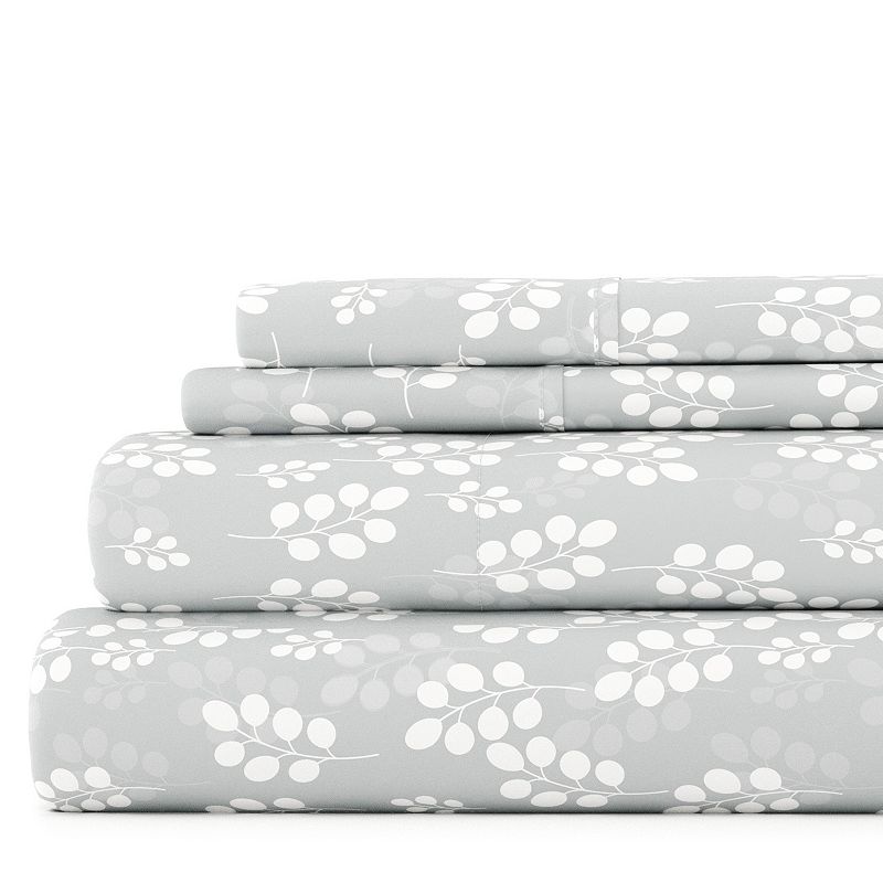 Home Collection Floral Printed Sheet Set, Grey, King Set