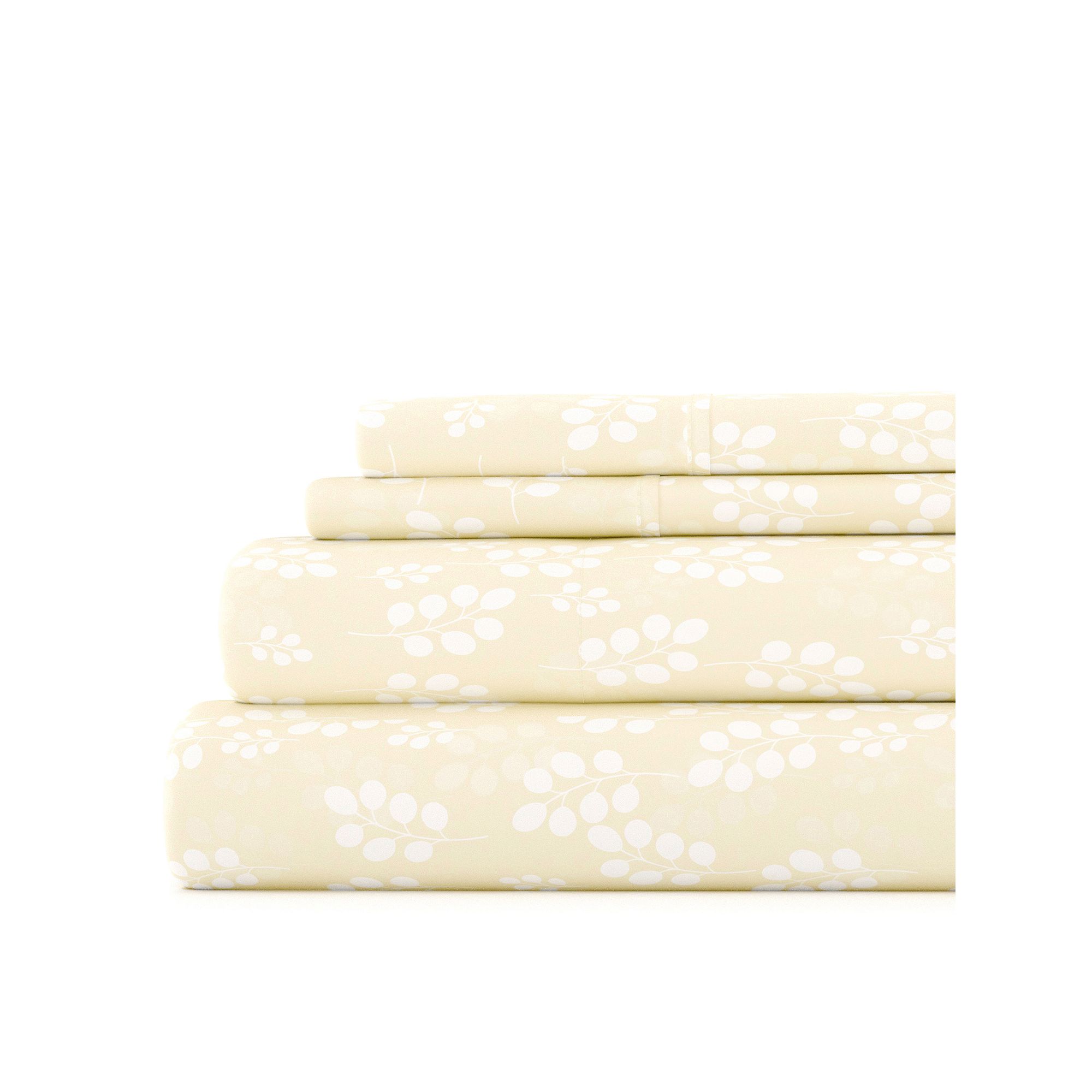Home Collection Floral Printed Sheet Set, Yellow Wheatfield