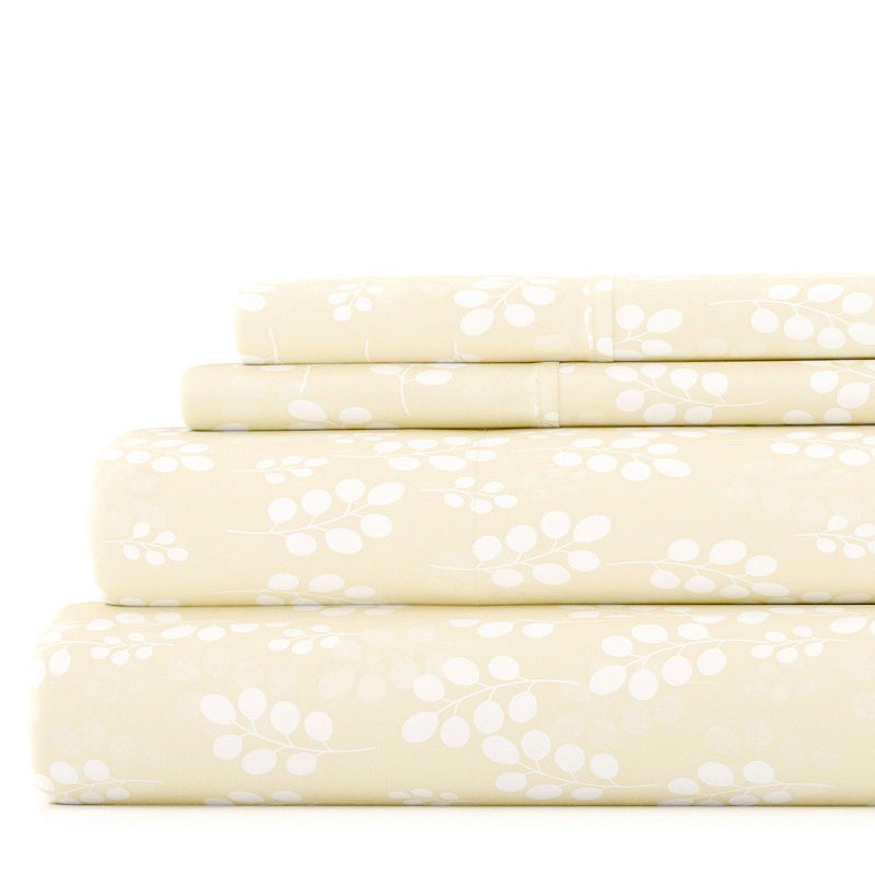 Home Collection Floral Printed Sheet Set, Yellow, King Set