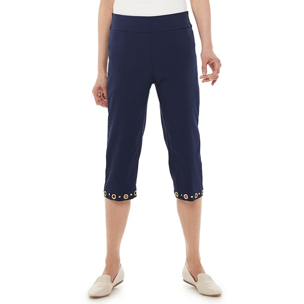 Zac & Rachel Pull On Decorative Hem Capri Pants