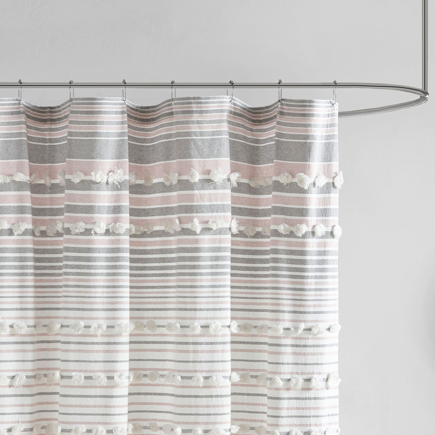 Urban Habitat Charlie Cotton Yarn Dye Shower Curtain Pom Poms Kohls