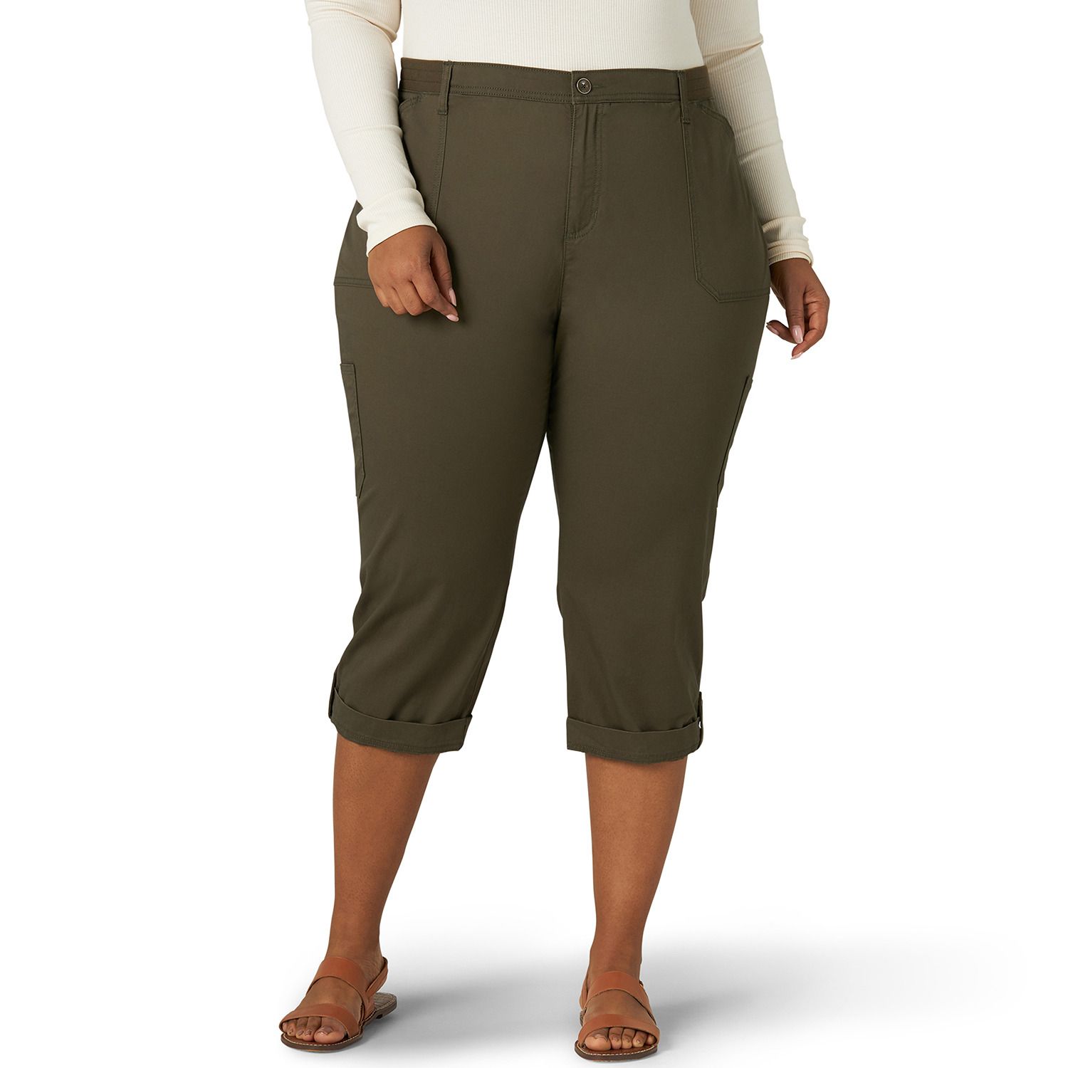 khaki cargo capri pants