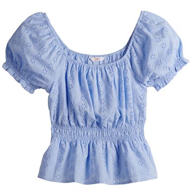 Juniors' Candie's® Eyelet Baby Doll Top